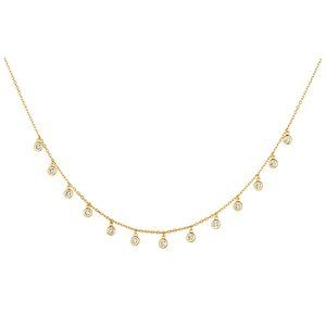 1.00 Carat Natural Diamond Drop Bezel Necklace 14K Yellow Gold